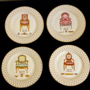 4 Pc Set French Chairs Collection dessert plates